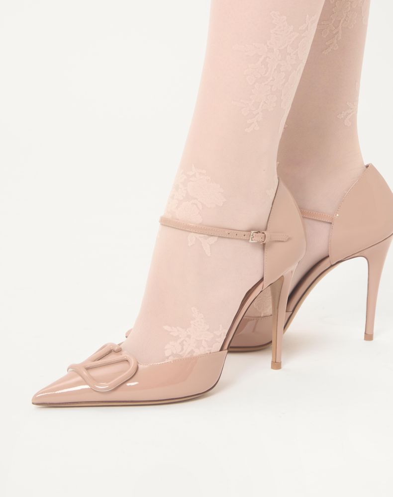 Valentino Garavani Vlogo Signature D'orsay Patent Leather Pumps 100Mm Woman Rose Cannelle 38.5