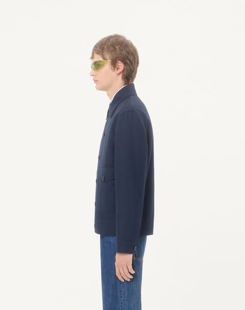 Valentino - 발렌티노 브이로고 시그니처 엠브로이더리 나일론 & 비스코스 드릴 재킷 - 네이비 - 남성 - 재킷 & 다운 재킷