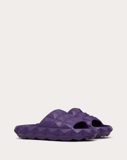 Valentino Garavani - Roman Stud Turtle Slide Sandal In Rubber - Purple - Woman - Slides