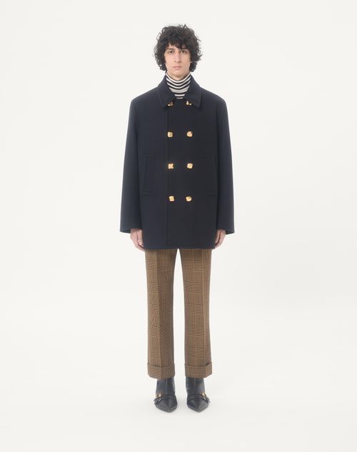 Valentino - Valentino Double-breasted Wool Felt Coat - Marine - Man - Outerwear