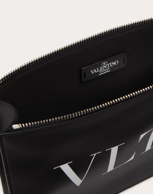 Vltn カーフスキン ポーチ for メンズ インチ ブラック/ホワイト