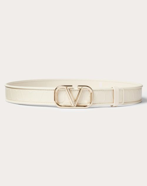 Valentino Garavani - Valentino Garavani Leather Toile Iconographe Calfskin Belt 30 Mm - Light Ivory - Woman - Belts