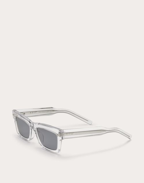Valentino - V-sharp Rectangular Acetate Frame - Light Grey - Unisex - Eyewear