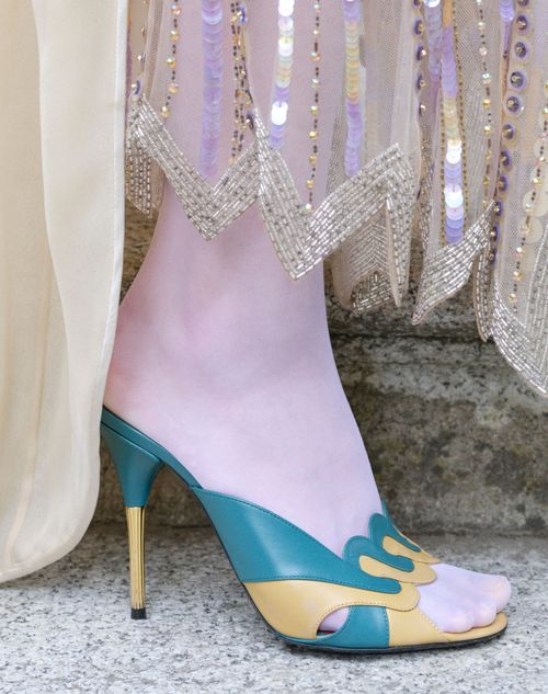 Valentino Garavani - Éoline Kidskin Slide Sandal 105mm - Green/ochre - Woman - Sandals