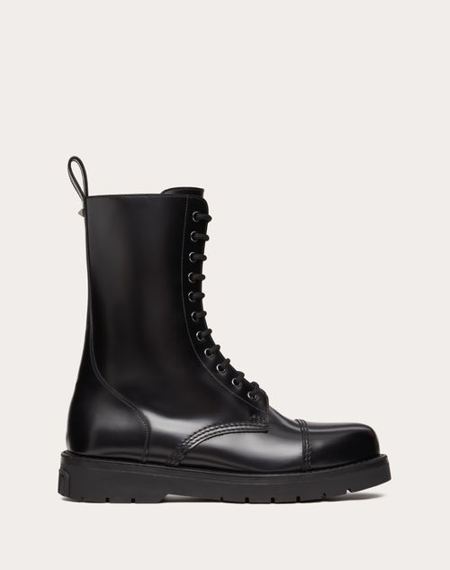 Valentino Garavani - Vg Camden Shoes In Brushed Calfskin 40 Mm - Black - Man - Boots