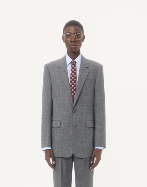 Valentino - Valentino Single-breasted Jacket In Mouliné Wool - Black/gray - Man - Coats And Blazers