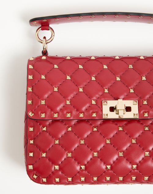 Valentino Garavani - Borsa Media Rockstud Spike In Nappa - Rosso V. - Donna - Borse A Spalla