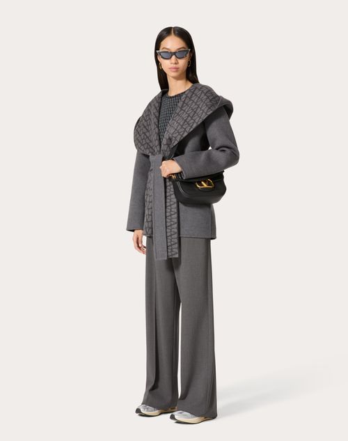 Valentino - Manteau Double Coat En Toile Iconographe - Gris/gris Foncé - Femme - Prêt-à-porter