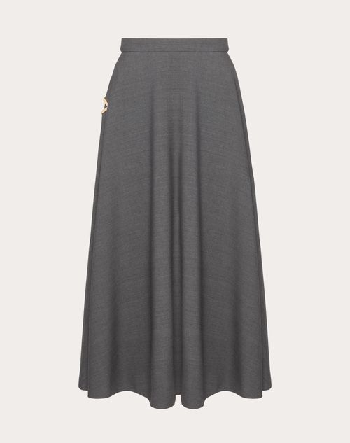 Valentino - Active Gabardine Midi Skirt - Grey - Woman - Skirts