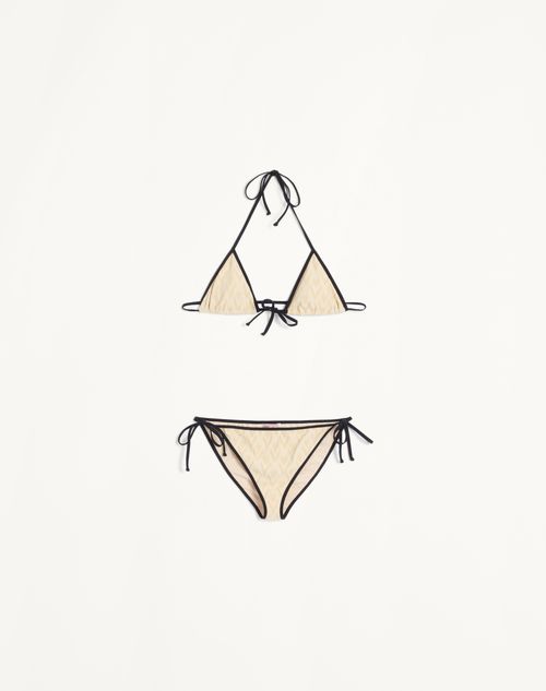 Valentino - Toute La V Lycra Jacquard Bikini - Birch/ivory - Woman - Beachwear