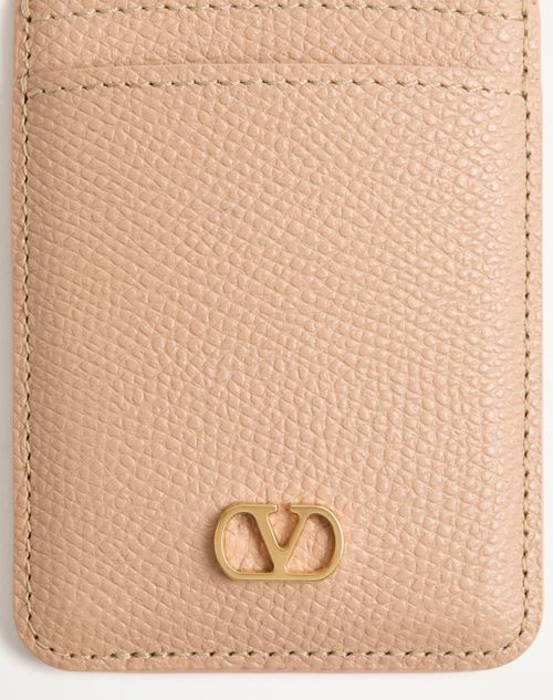 Valentino Garavani - Valentino Garavani Vlogo Signature Magnetic Cardholder In Grainy Calfskin - Pink - Woman - Accessories