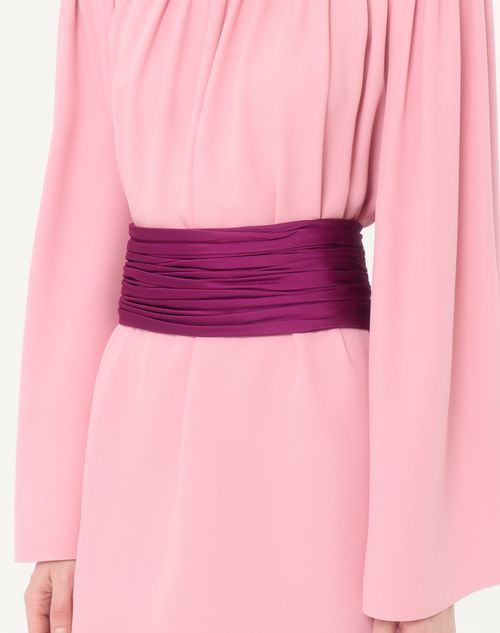 Valentino - Gürtel Aus Satin Cady - Violett - Frau - Gürtel