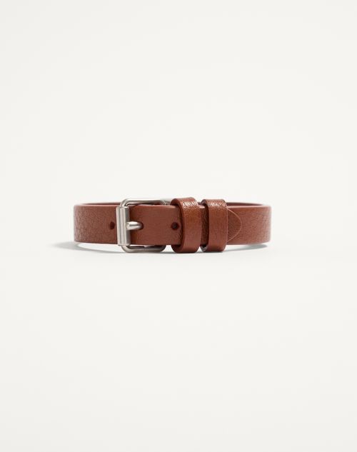 Valentino Garavani - Vlogo Signature Grainy Calfskin Bracelet - Saddle Brown - Man - Jewellery