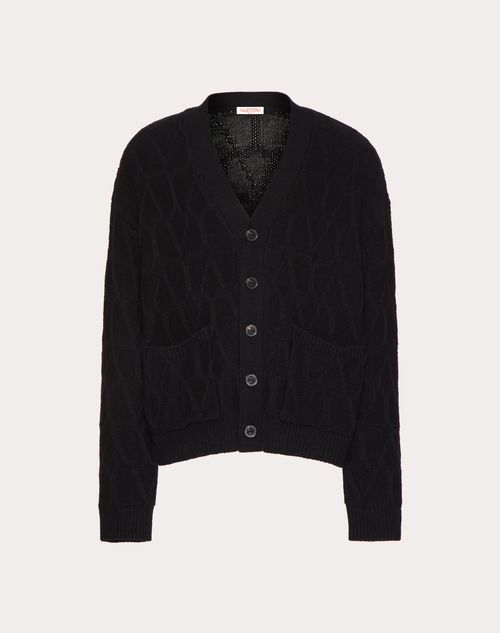 Valentino - Wool Cardigan With Toile Iconographe Pattern - Black - Man - Shelf - Mrtw - Pre Ss24 Toile