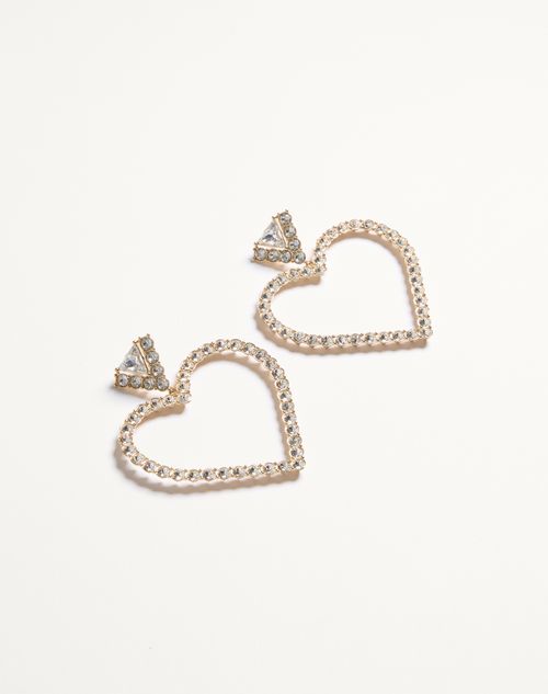 Valentino Garavani - Coeur Royal Earrings In Metal And Swarovski® Crystals - Gold/crystal - Woman - Fashion Jewelry