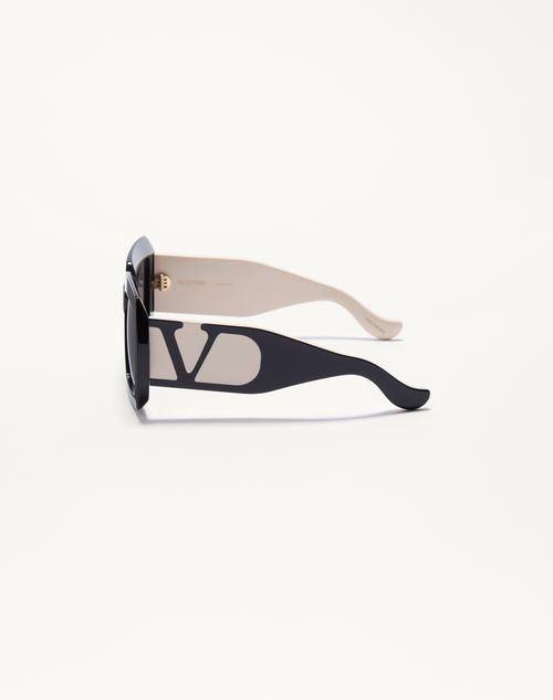 Valentino - Rectangular Acetate Eyewear - Black/ivory/grey - Woman - Eyewear