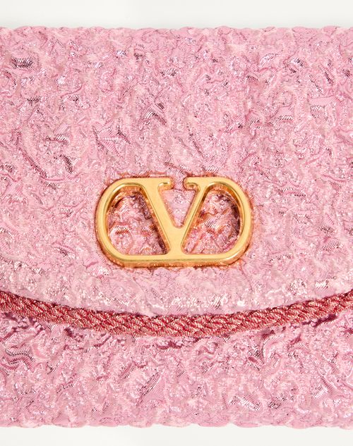 Valentino Garavani - Valentino Garavani Devain Small Shoulder Bag In Cloqué Jacquard Fabric. - Pink - Woman - Shoulder Bags