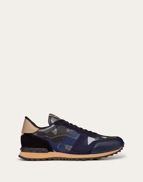 Valentino Garavani - Rockrunner Camouflage Laminated Sneaker - Blue/multicolor - Man - Rockrunner - M Shoes