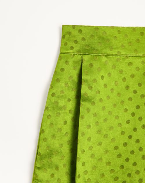 Valentino - Jacquard Trousers In Medium Plus De Pois Polka Dot Silk-linen - Avocado - Woman - Trousers And Shorts