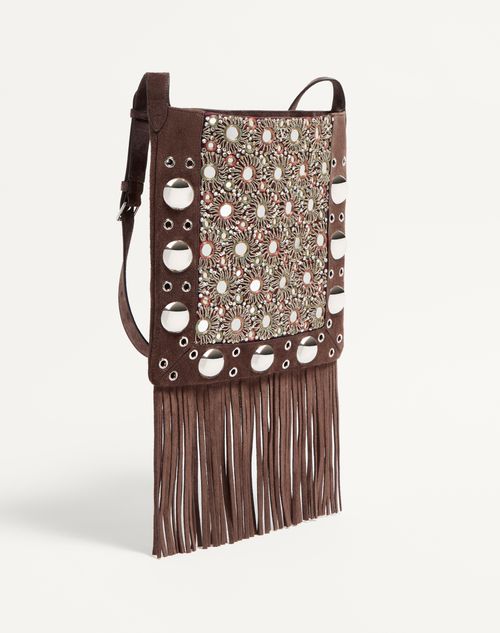 Valentino Garavani - Valentino Garavani Nellcôte Embroidered Shoulder Bag With Fringes - Multicolor/testa Di Moro - Woman - Bags