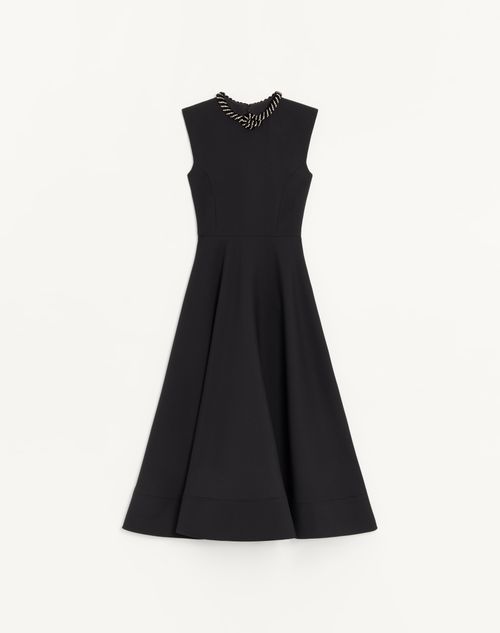 Valentino - Valentino Midi Dress In Embroidered Crepe Couture - Black/silver - Woman - Dresses