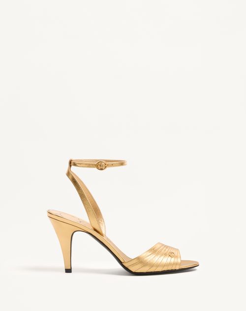 Valentino Garavani - Ladycrush Sandal In Laminated Calfskin 85mm - Antique Brass - Woman - Shelf - W Shoes - Ladycrush