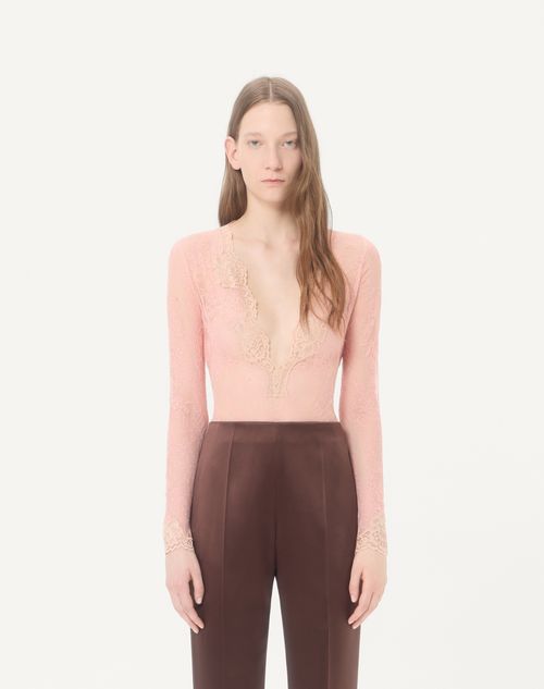 Valentino - Stretch Lace Bodysuit - Pink - Woman - Shirts And Tops