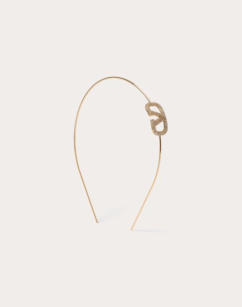 VALENTINO スワロフスキー クリスタル x メタル カチューシャ Vロゴ シグネチャー メタル X スワロフスキー® クリスタル