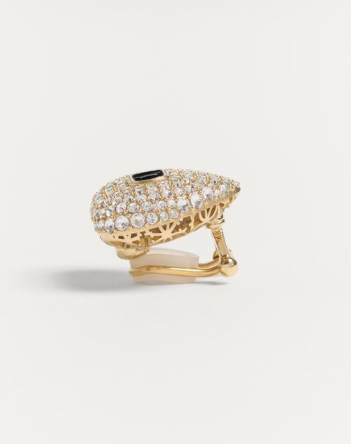 Valentino Garavani - Coeur Royal Metal, Enamel And Swarovski® Crystal Earrings - Gold/black/crystal - Woman - Jewellery