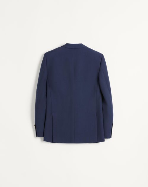 Valentino - Single-breasted Wool Gabardine Jacket - Indigo - Man - Coats And Blazers