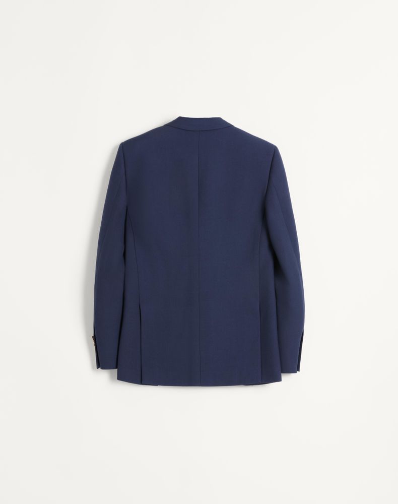 Valentino Single-Breasted Wool Gabardine Jacket Man Blue 48