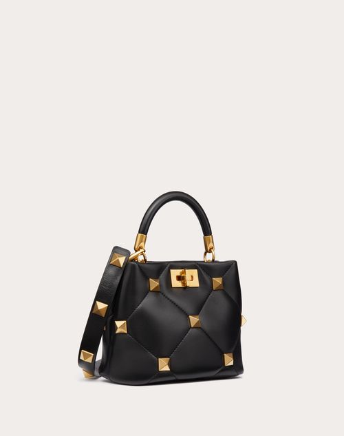 Valentino Garavani - Small Roman Stud The Handle Bag In Nappa - Black - Woman - Top Handle Bags