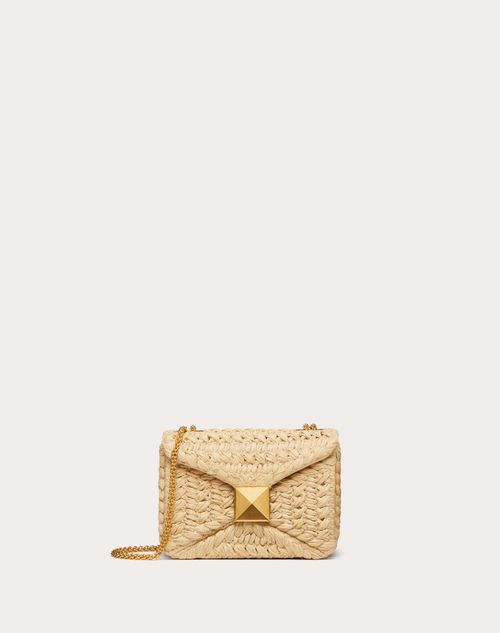 One Stud Raffia Bag with Chain