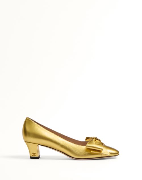 Valentino Garavani - Bowow Pumps In Laminated Nappa 45mm - Gold - Woman - Shoes