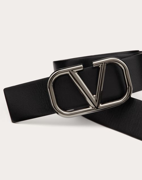Valentino Garavani - Cintura Vlogo Signature In Vitello 40 Mm - Nero - Uomo - Belts - M Accessories
