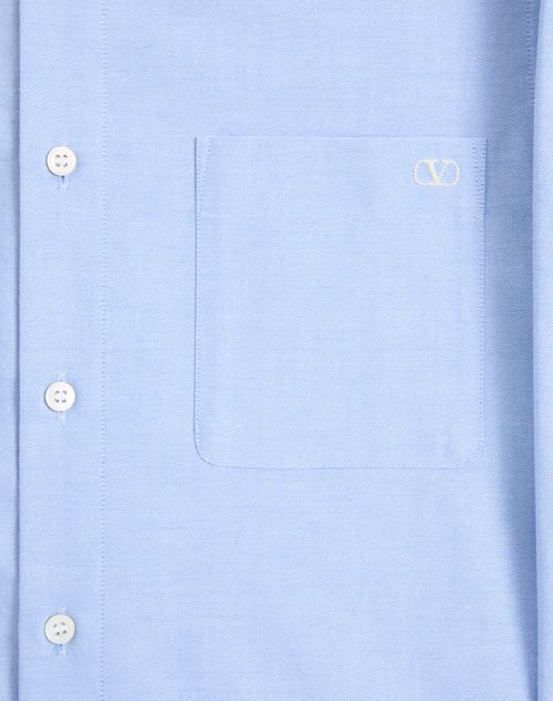 Valentino - Valentino Cotton Shirt With Vlogo Embroidery - Sky Blue - Man - Man Ready To Wear Private Promotions