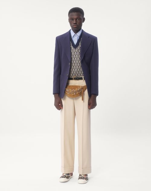 Valentino - Wool Gabardine Trousers With Turn-ups - Butter - Man - Trousers And Shorts