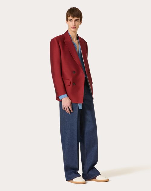 Valentino - Double-breasted Wool And Silk Jacket - Ruby - Man - Coats And Blazers