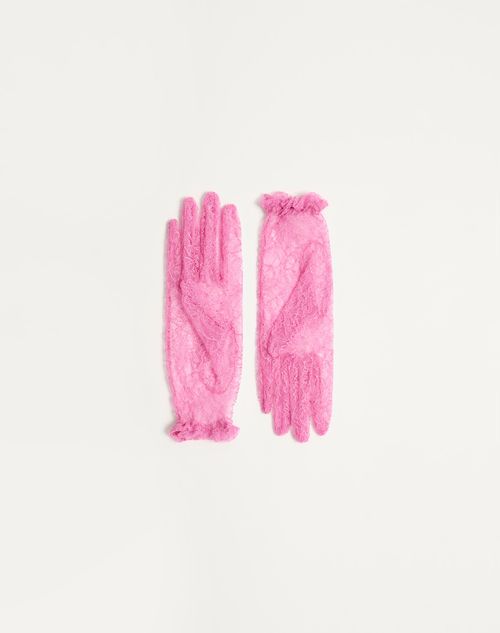 Valentino Garavani - Vlogo Signature Lace Gloves - Pink - Woman - Hats And Gloves