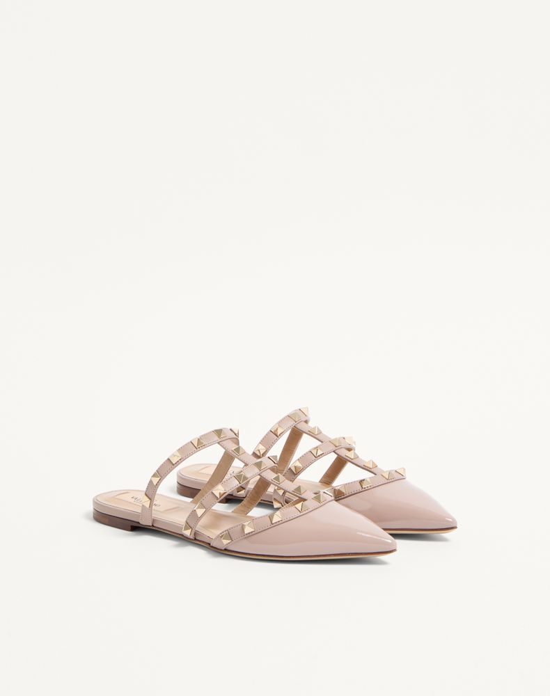 Valentino Garavani Rockstud Patent-Leather Mule Woman Poudre 40.5