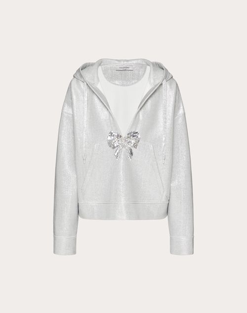 Valentino - Embroidered Lurex Jersey Sweatshirt - Silver - Woman - Woman Ready To Wear Sale