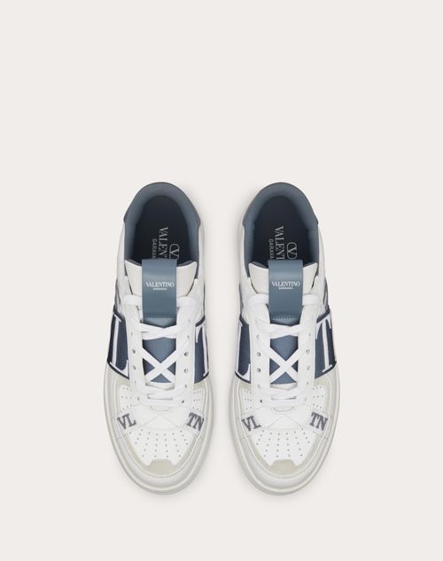 Vltn Low-top Calfskin And Fabric Sneaker With Bands for Man in