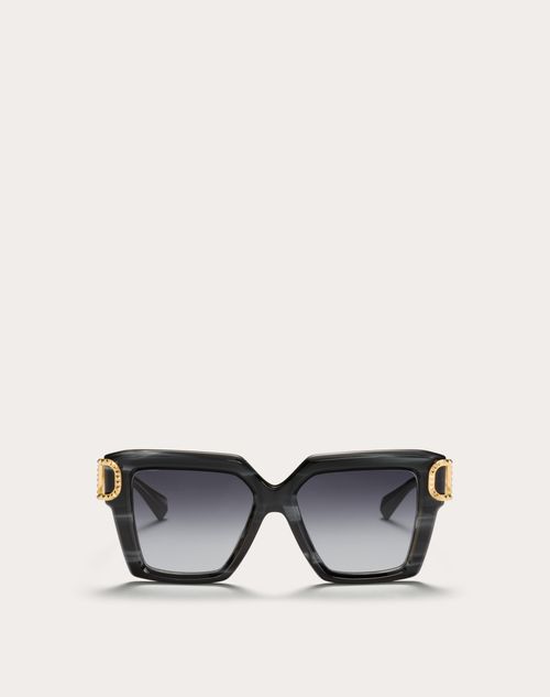 Valentino - I - Squared Acetate Vlogo Frame - Black/gradient Gray - Woman - Gifts For Her