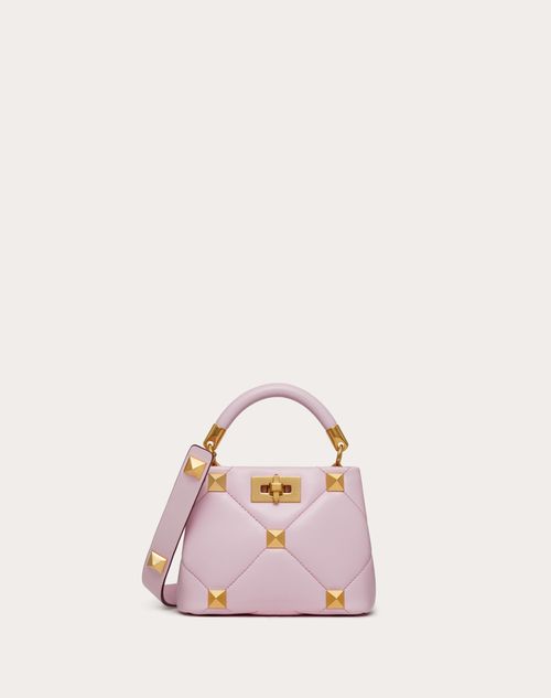 Valentino Garavani - Mini Roman Stud The Handle Bag In Nappa - Pink Borealis - Woman - Top Handle Bags