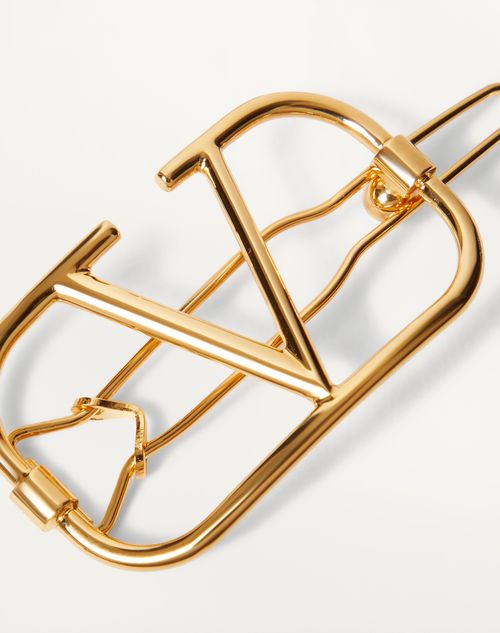 Valentino Garavani - Vlogo Signature Metal Hair Clip - Gold - Woman - Hair Accessories