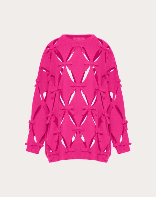 Pull Tricot Noir Red Valentino Avec Nœud Perforé Devant - Taille S, Manches Longues - Occasion Très Bon état