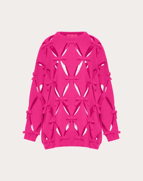 Valentino - Wool Jumper With Cut-out Diamond Embroidery And Bows - Pink Pp - Woman - Knitwear