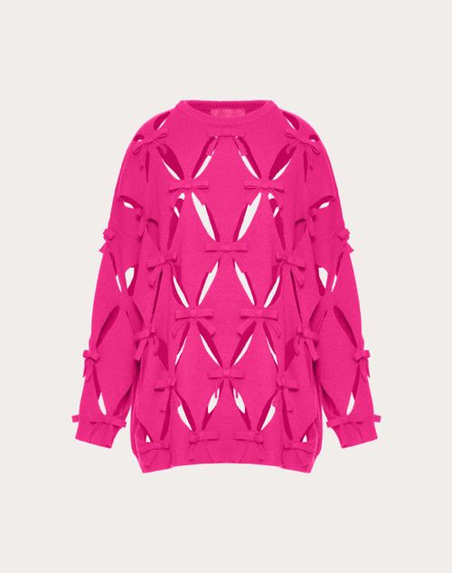 Valentino - Wollpullover Mit Cut-out-rauten Und Schleifen-applikationen - Pink Pp - Frau - Strickwaren