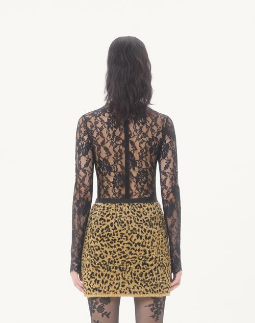 Valentino - Floral Lace Body - Black - Woman - Shirts And Tops