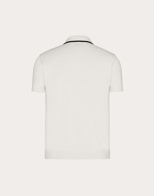 Valentino - Polo En Coton Avec Broderie Vlogo Signature - Ivoire - Homme - Maille